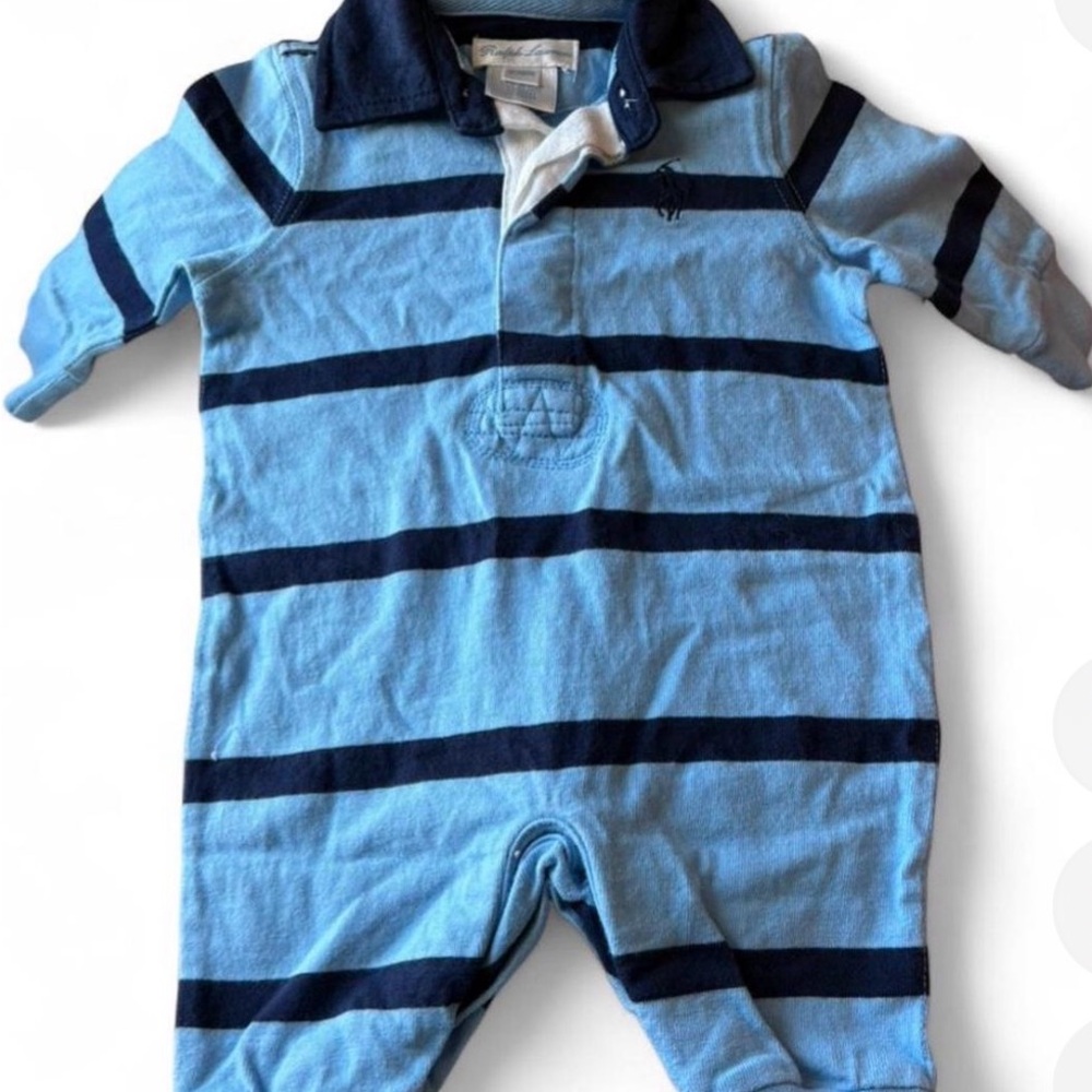 Ralph Lauren Blue Label Navy and Light Blue Kids Footie